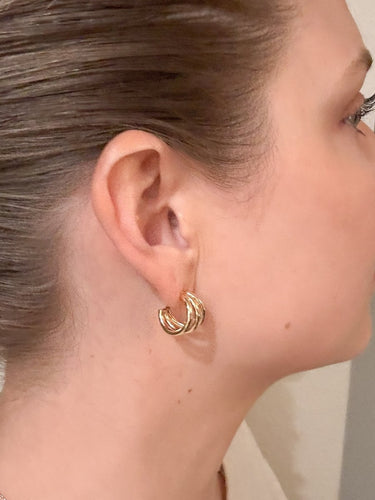 Gold Multi Hoop Stud Earrings - STILOSA