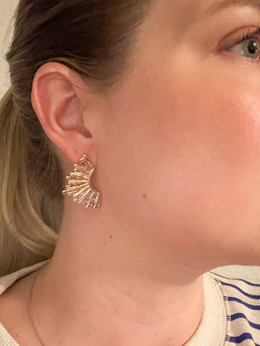 Gold Sunburst Fan Stud Earrings - STILOSA