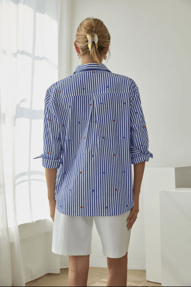 Blue & White Striped Button Down Shirt - STILOSA