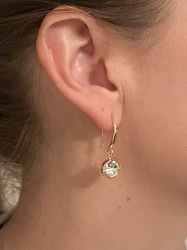 Gold Crystal CZ Bezel Dangle Earrings - STILOSA