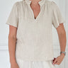 Riviera Ruffle Neck Linen Top - STILOSA