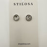 Silver Round CZ Bezel Stud Earrings - STILOSA