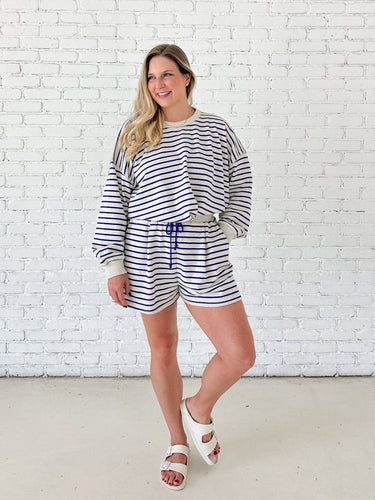 Striped French Terry Shorts - STILOSA