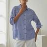 Blue & White Striped Button Down Shirt - STILOSA