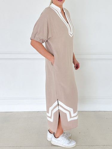 Latte Luxe Trim Midi Dress - STILOSA