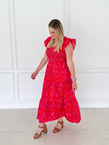 Amalfi Sunset Smocked Midi Dress - STILOSA