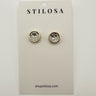 Gold Round CZ Bezel Stud Earrings - STILOSA