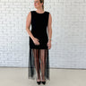 Sheer Pearl Mesh Overlay Maxi Dress - STILOSA