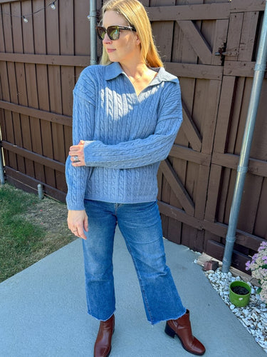 Cable Knit Polo Sweater FINAL SALE L - STILOSA