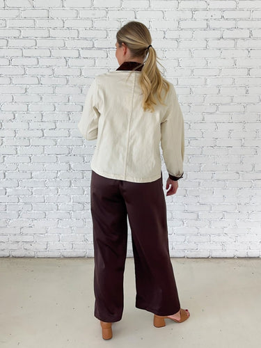 Ivory Corduroy Collar Chore Jacket - STILOSA