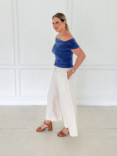 Linen Blend Palazzo Pants - STILOSA