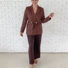 Pinstripe Tie Waist Blazer - STILOSA
