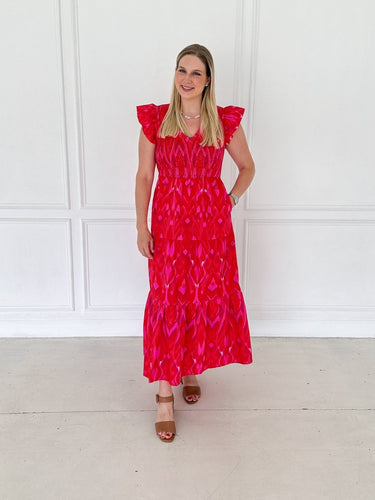 Amalfi Sunset Smocked Midi Dress - STILOSA