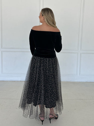 Black Velvet Bardot Top FINAL SALE - STILOSA