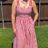 Red & Ivory Stripe Midi - STILOSA