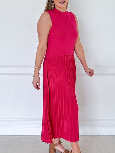 Pink Pleated Contrast Midi - STILOSA