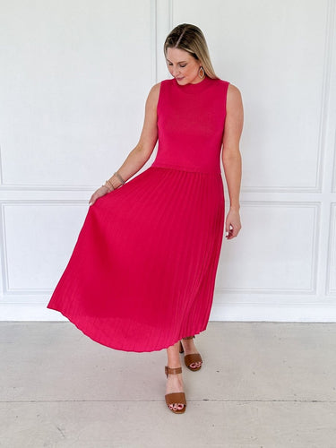 Pink Pleated Contrast Midi - STILOSA