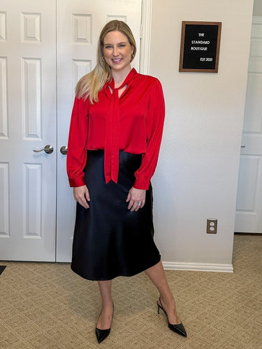 Satin Midi Skirt - Black FINAL SALE 1X - STILOSA