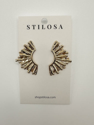 Gold Sunburst Fan Stud Earrings - STILOSA