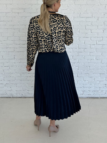 Navy Pleated Skirt FINAL SALE - STILOSA