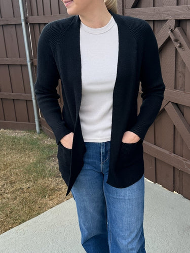 Black Open Front Cardi FINAL SALE - STILOSA