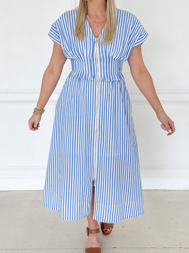 Skyline Striped Cotton Dress - STILOSA