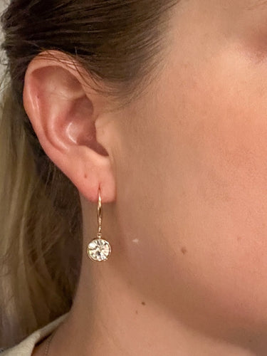 Gold Crystal CZ Bezel Dangle Earrings - STILOSA
