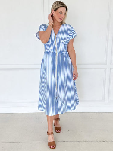 Skyline Striped Cotton Dress - STILOSA