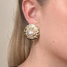 Large Hammered Gold Pearl Stud Earrings - STILOSA