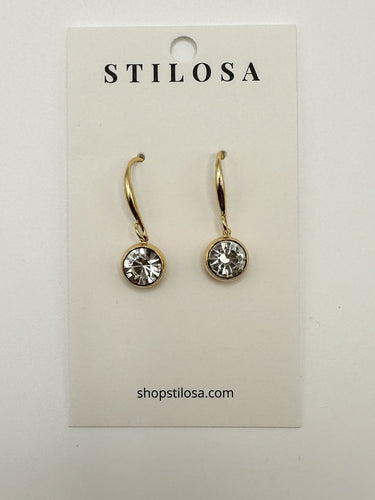 Gold Crystal CZ Bezel Dangle Earrings - STILOSA