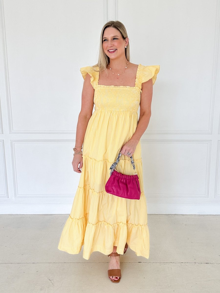 Sunshine Smocked Maxi Dress – Yellow Stripe Maxi