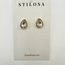 Gold Teardrop CZ Bezel Stud Earrings - STILOSA