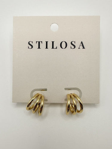 Gold Multi Hoop Stud Earrings - STILOSA