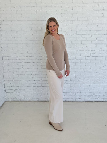 Scoop Neck Top Beige FINAL SALE - STILOSA