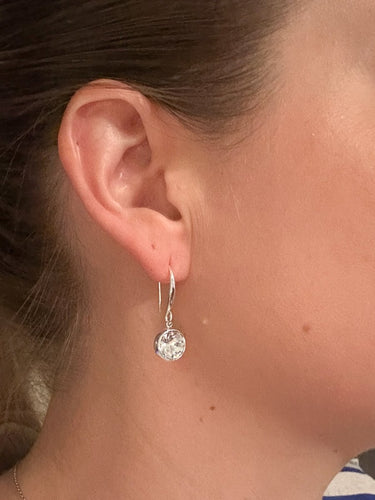 Silver Crystal CZ Bezel Dangle Earrings - STILOSA