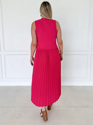 Pink Pleated Contrast Midi - STILOSA