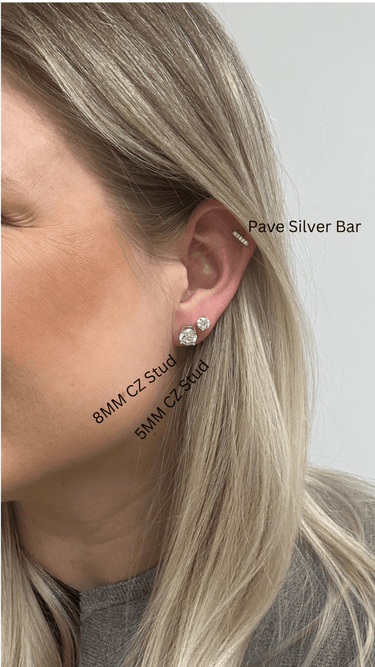 CZ Studs 8mm - Silver - STILOSA