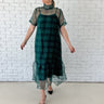 Green Tartan Sheer Overlay Maxi Dress - STILOSA