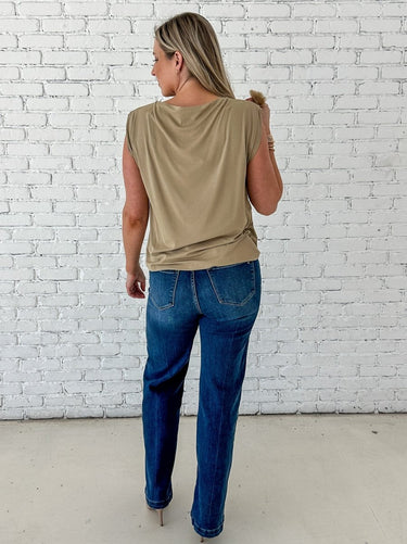 Olive Ease Boat Neck Top - STILOSA
