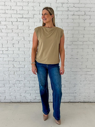 Olive Ease Boat Neck Top - STILOSA