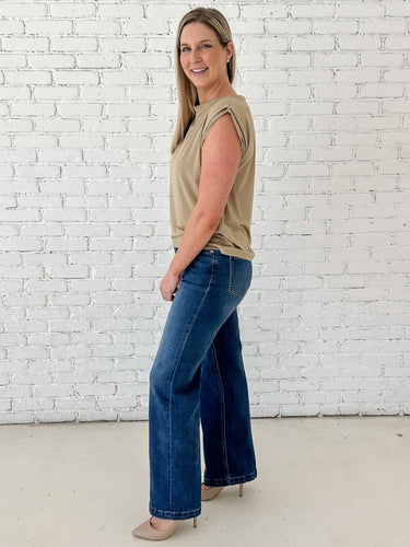 Olive Ease Boat Neck Top - STILOSA