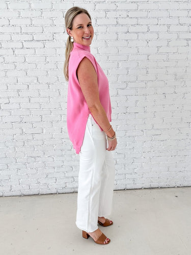 Blush Luxe Mock Neck Sweater Vest - STILOSA