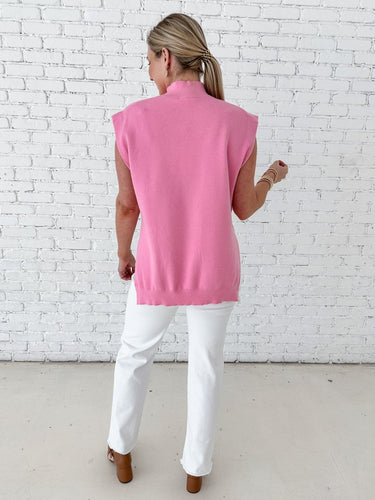 Blush Luxe Mock Neck Sweater Vest - STILOSA