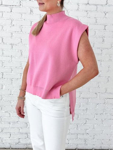 Blush Luxe Mock Neck Sweater Vest - STILOSA