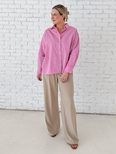 Pink Stripe Oversized Button Down - STILOSA