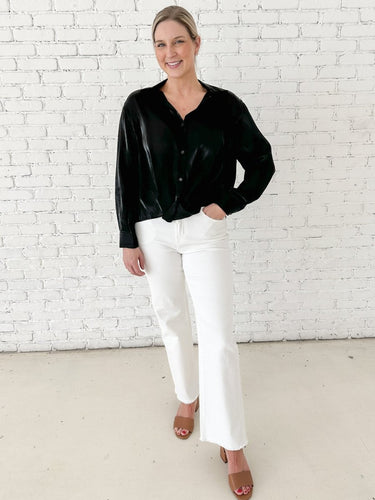 Sheer Black Satin Top - STILOSA