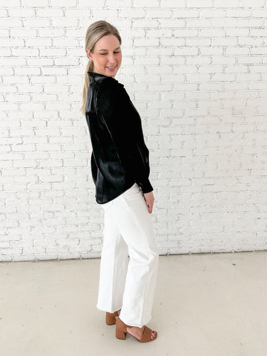 Sheer Black Satin Top - STILOSA