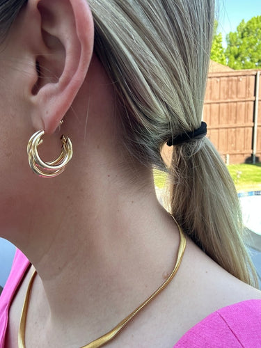 Golden Layered Hoop Earrings - STILOSA