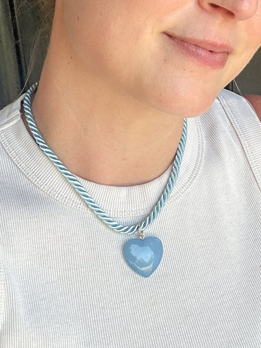 Blue Heart Rope Necklace - STILOSA