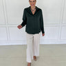 Dark Olive Satin Button Up FINAL SALE S - STILOSA